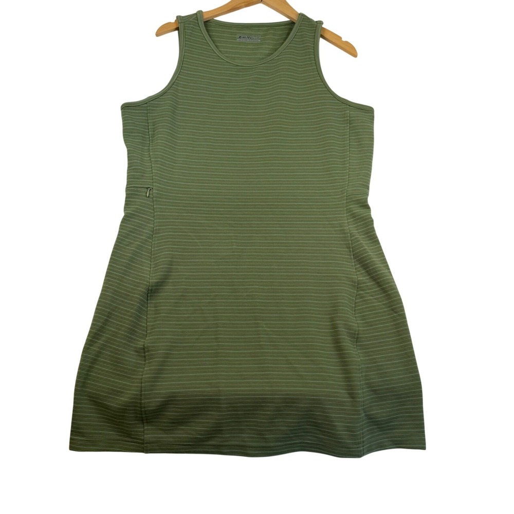 Hi-Tec Womens Olive Green Textured Stripe Sleeveless Active Hiking Dress Size M